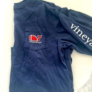 Vineyard Vines blue long sleeve-football whale- size small Boys (8-10)